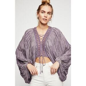 Free‎ People Lilia Lace-Up Blouse Medium RARE